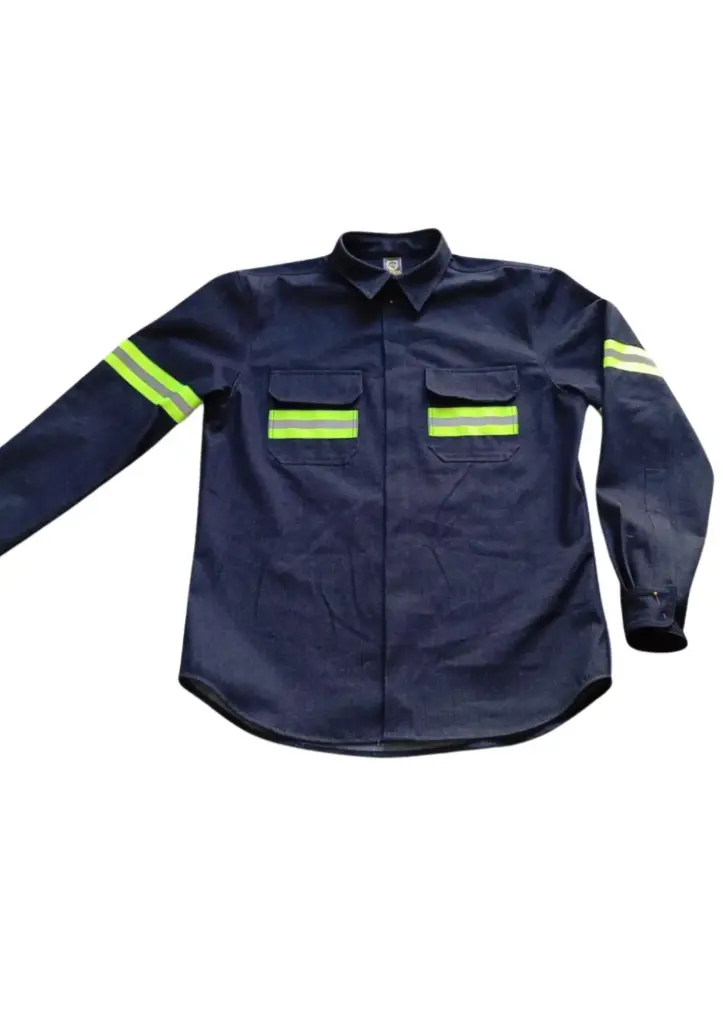 CAMISOLA DE MEZCLILLA 100% ALGODÓN CON REFLEJANTE 13.75oz