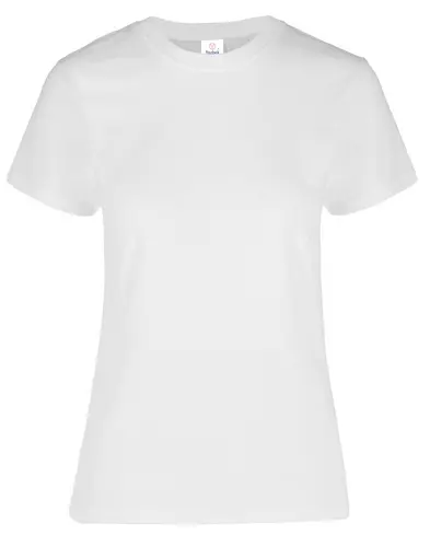PLAYERA PESO COMPLETO CUELLO REDONDO MANGA CORTA CON SILUETA PARA DAMA, 100% ALG. COD. D0300. COLOR BLANCO