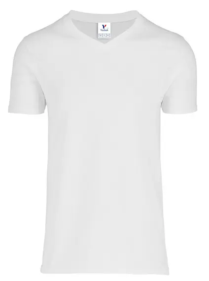 PLAYERA CUELLO V MANGA CORTA PARA CABALLERO, 100% ALG. COD. C0306. COLOR BLANCO