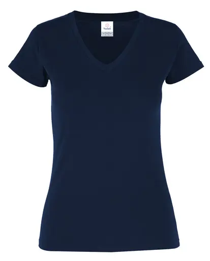 PLAYERA CUELLO V MANGA CORTA CON SILUETA PARA DAMA, 100% ALG. COD. D0306