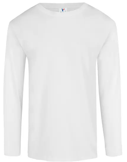 PLAYERA PESO COMPLETO CUELLO REDONDO MANGA LARGA UNISEX PARA NIÑO, 100% ALG. COD. N0304. COLOR BLANCO