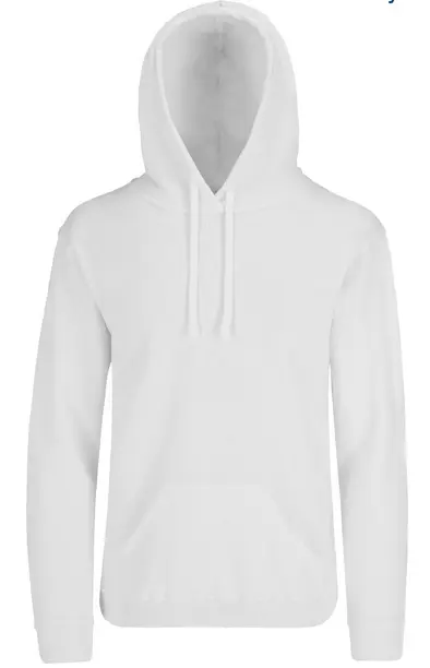 SUDADERA CON CAPUCHA Y CANGURERA UNISEX PARA ADULTO, 50% ALG. 50% POL. COD. C0701. COLOR BLANCO