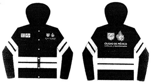 Impermeable chamarra, confeccionado 100% Poliester, 330 gr/m2+10, Pantone textil 15-0262 tsx Verde Fluorescente Pantone 16-0102 txt material reflejante modelo chm820