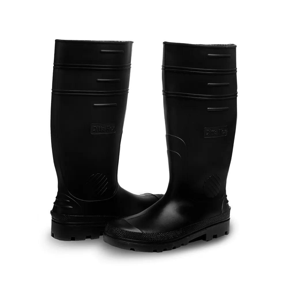 Botas de hule PVC forro Algodón color Negro 