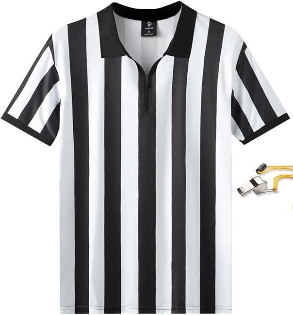 CAMISETA DE ARBITRO - FUTBOL COLOR BLANCO Y NEGRO