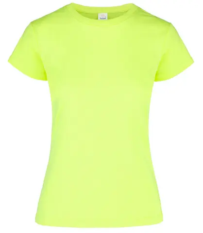 PLAYERA CUELLO REDONDO MANGA CORTA CON SILUETA PARA DAMA, 50% ALG. 50% POL. COD. D0250 NEON