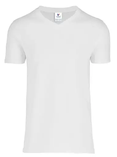 PLAYERA CUELLO V MANGA CORTA PARA CABALLERO, 100% ALG. COD. C0306. COLOR BLANCO