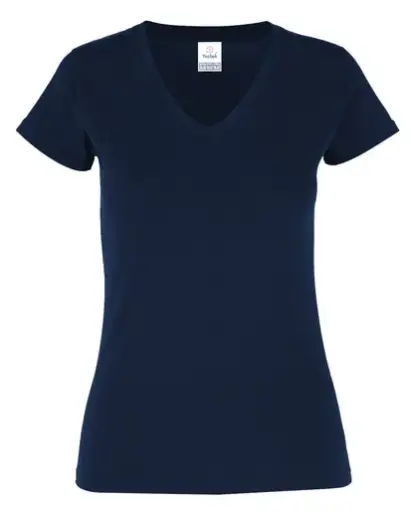 PLAYERA CUELLO V MANGA CORTA CON SILUETA PARA DAMA, 100% ALG. COD. D0306