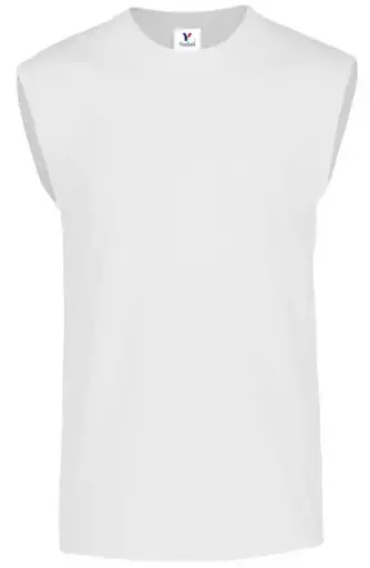 PLAYERA CUELLO REDONDO SIN MANGAS PARA CABALLERO, 90% ALG. 10% POL. COD. C0310. COLOR BLANCO