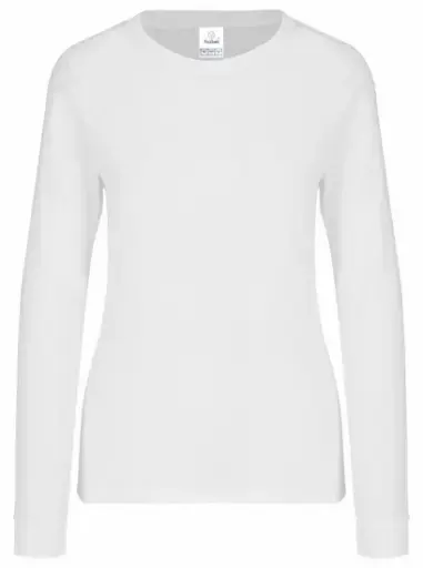 PLAYERA CUELLO REDONDO MANGA LARGA CON SILUETA PARA DAMA, 100% ALG. COD. D0304. COLOR BLANCO
