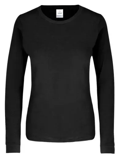 PLAYERA CUELLO REDONDO MANGA LARGA CON SILUETA PARA DAMA, 100% ALG. COD. D0304