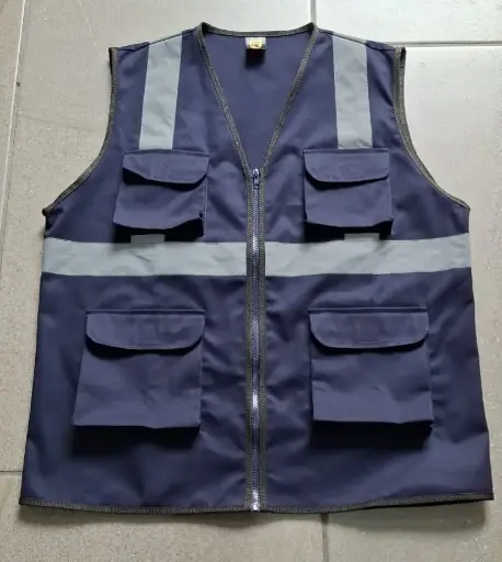 Chaleco en tela gabardina Naranja con cintas reflejantes  