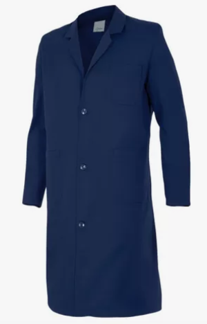 Bata de laboratorio 100 % alg 290 gm/m2 colo azul marino importacion